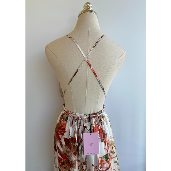 NWT Hello Molly Mermaid Hotel Maxi Dress sz Small Floral Print Strappy Backless - Picture 10 of 15